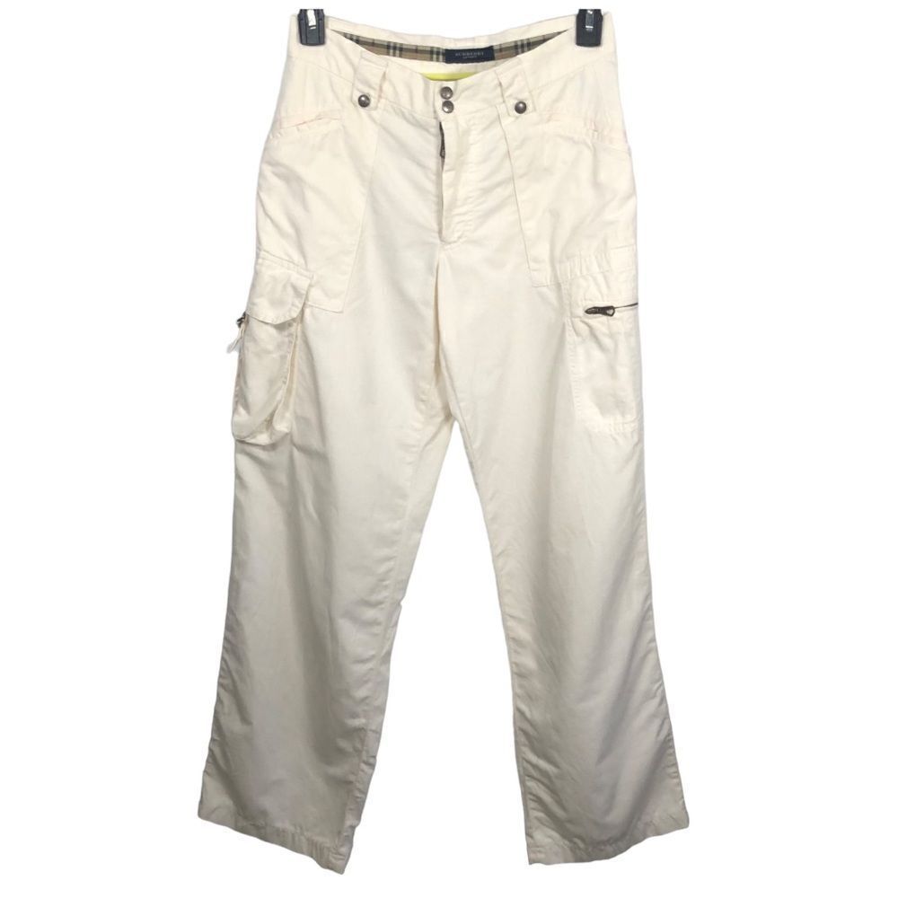 Burberry London Women’s Straight Leg Cargo Pants Cotton/Linen Beige Size 30